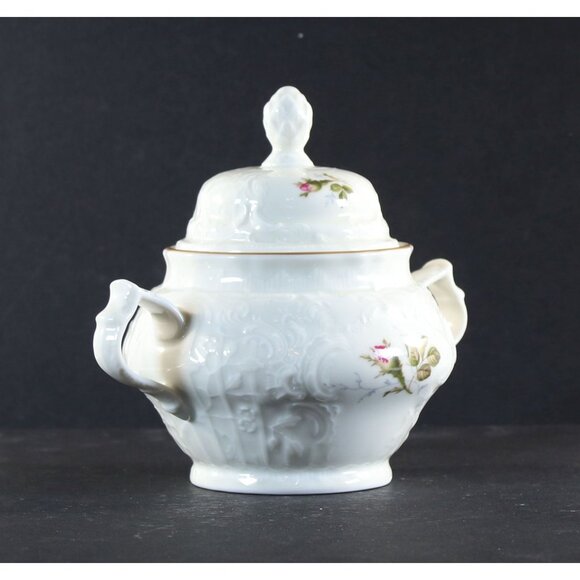 Sugar Bowl & Lid Ivory Rose Sanssouci ROSENTHAL Classic Made in Germany 1950s - Picture 7 of 12